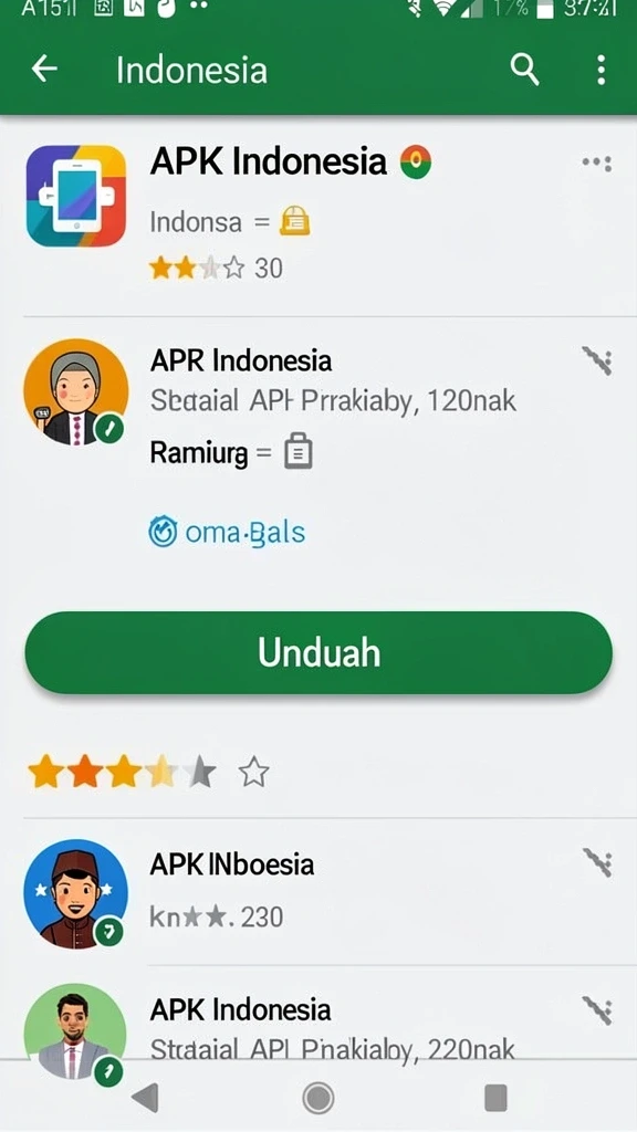Bagian panduan menunjukkan urutan pemasangan dan pemeriksaan izin Android.